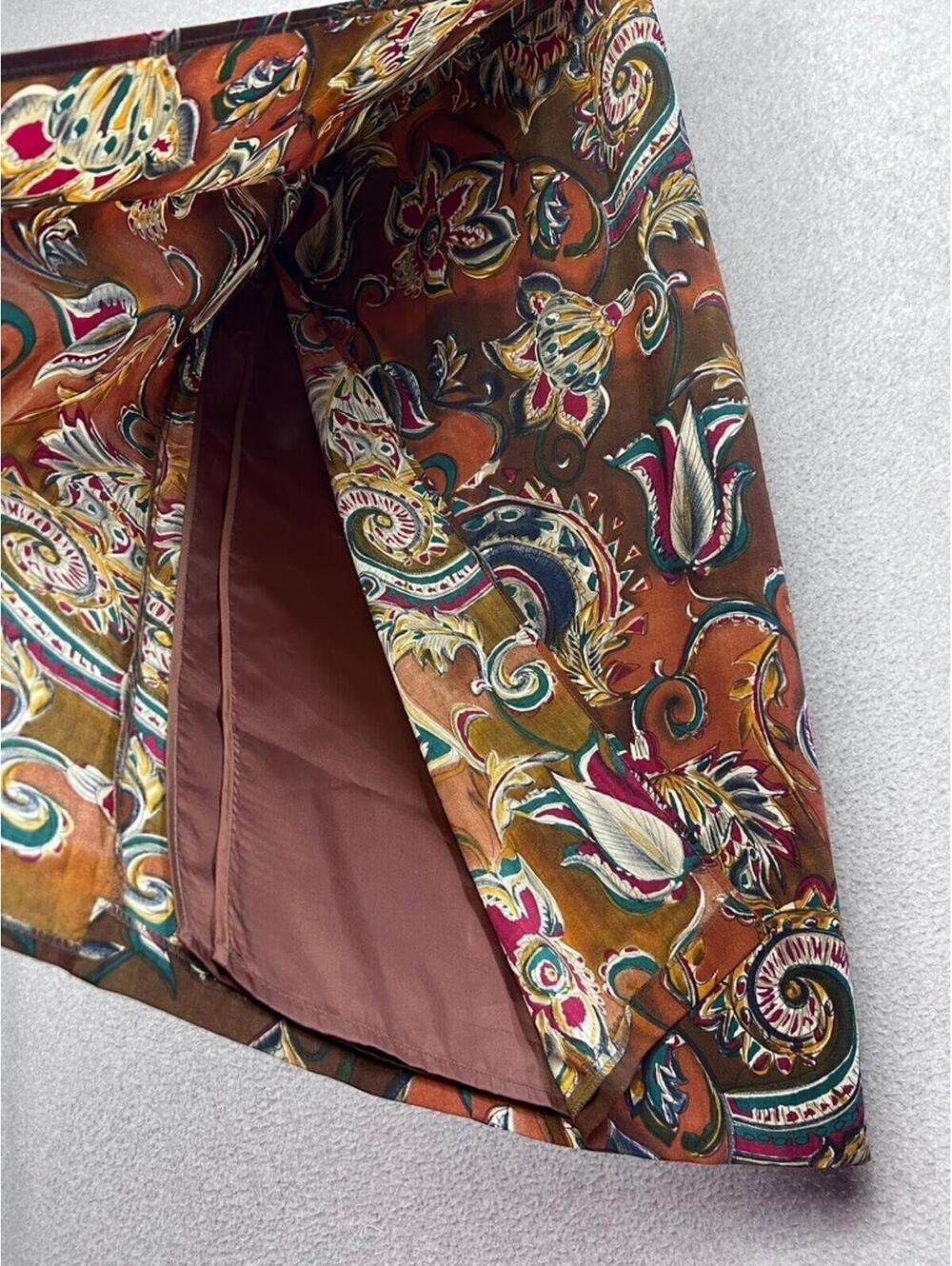 VTG St Michael Marks Spencer Pure Wool Floral Midi Skirt 90s Boho UK 12 / 4 US - Picture 6 of 9